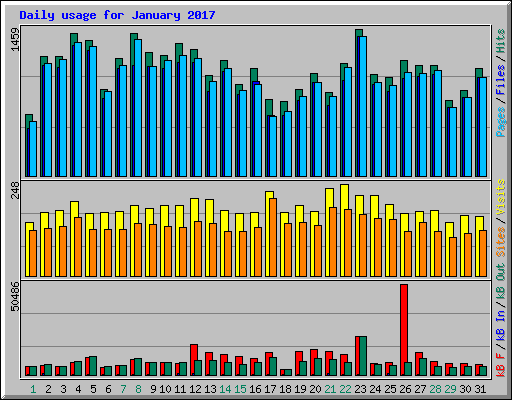 Daily usage for January 2017