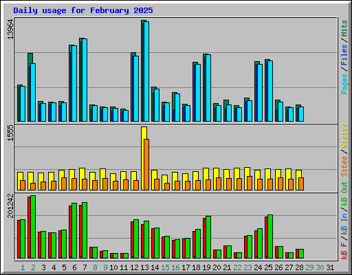 Daily usage for February 2025