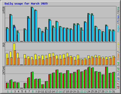 Daily usage for March 2025
